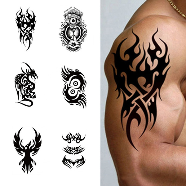 Tribal Black Fire Dragon Wings Design Temporary Waterproof Tattoo For –  Temporarytattoowala